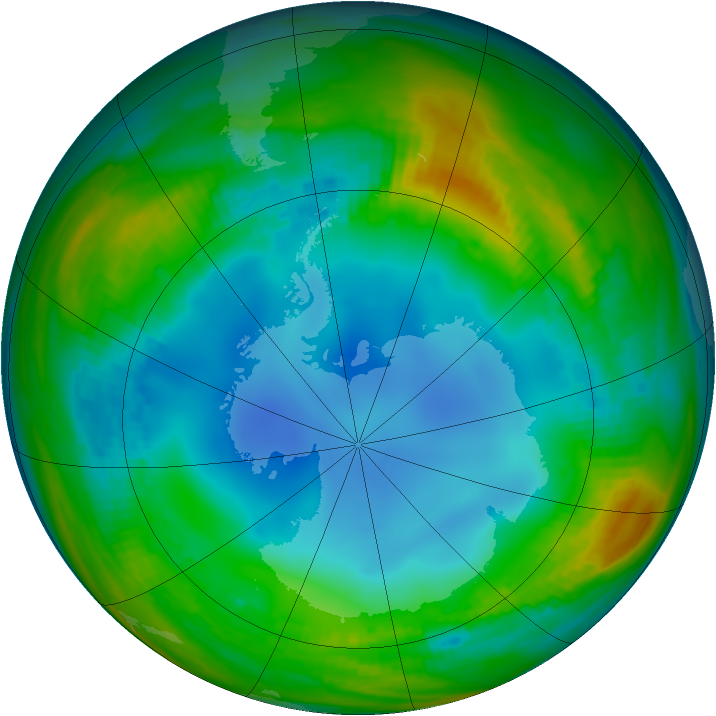 Antarctic ozone map for 21 July 1986